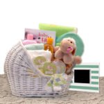 Welcome Baby Bassinet New Baby Basket-Yellow/Teal